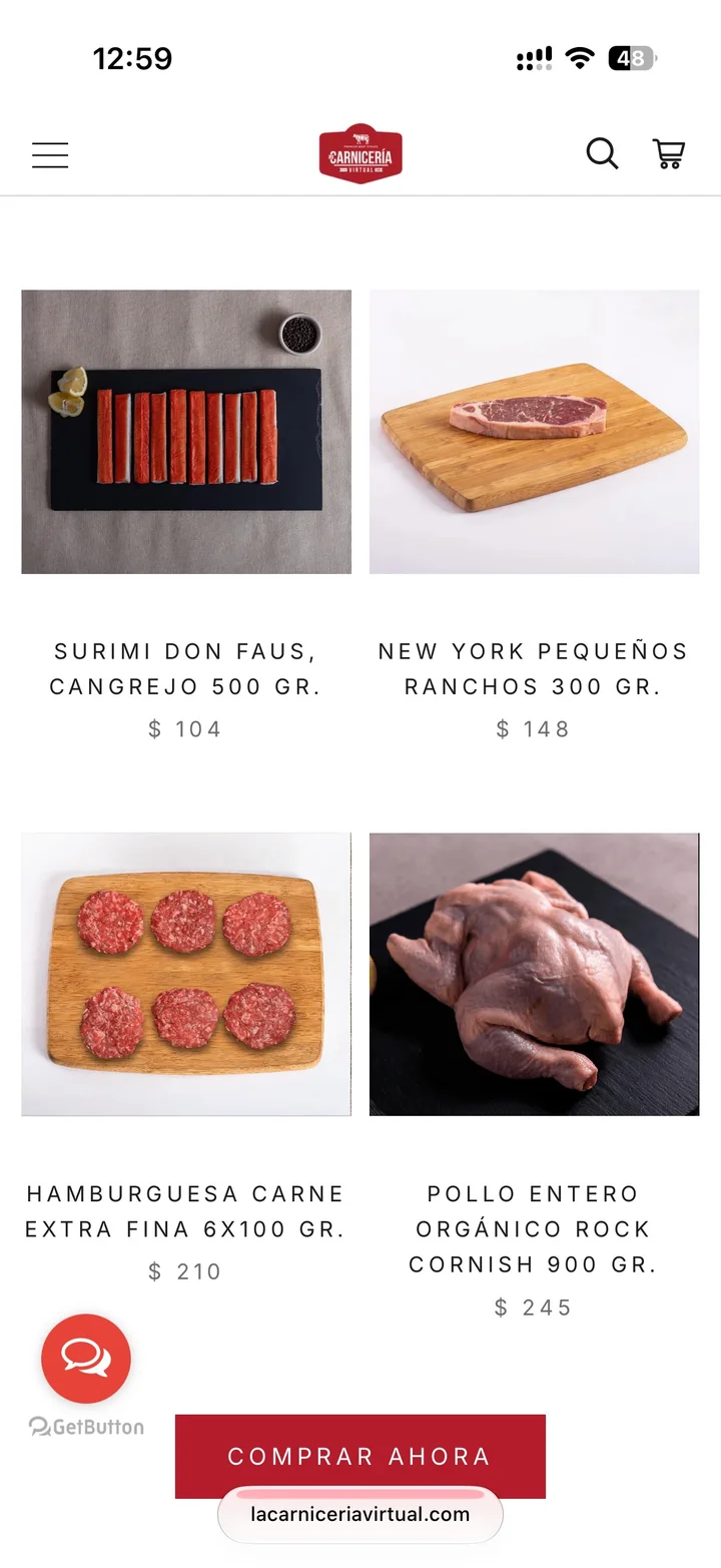 Catálogo móvil con fotografía uniforme, nombres y precios directos.