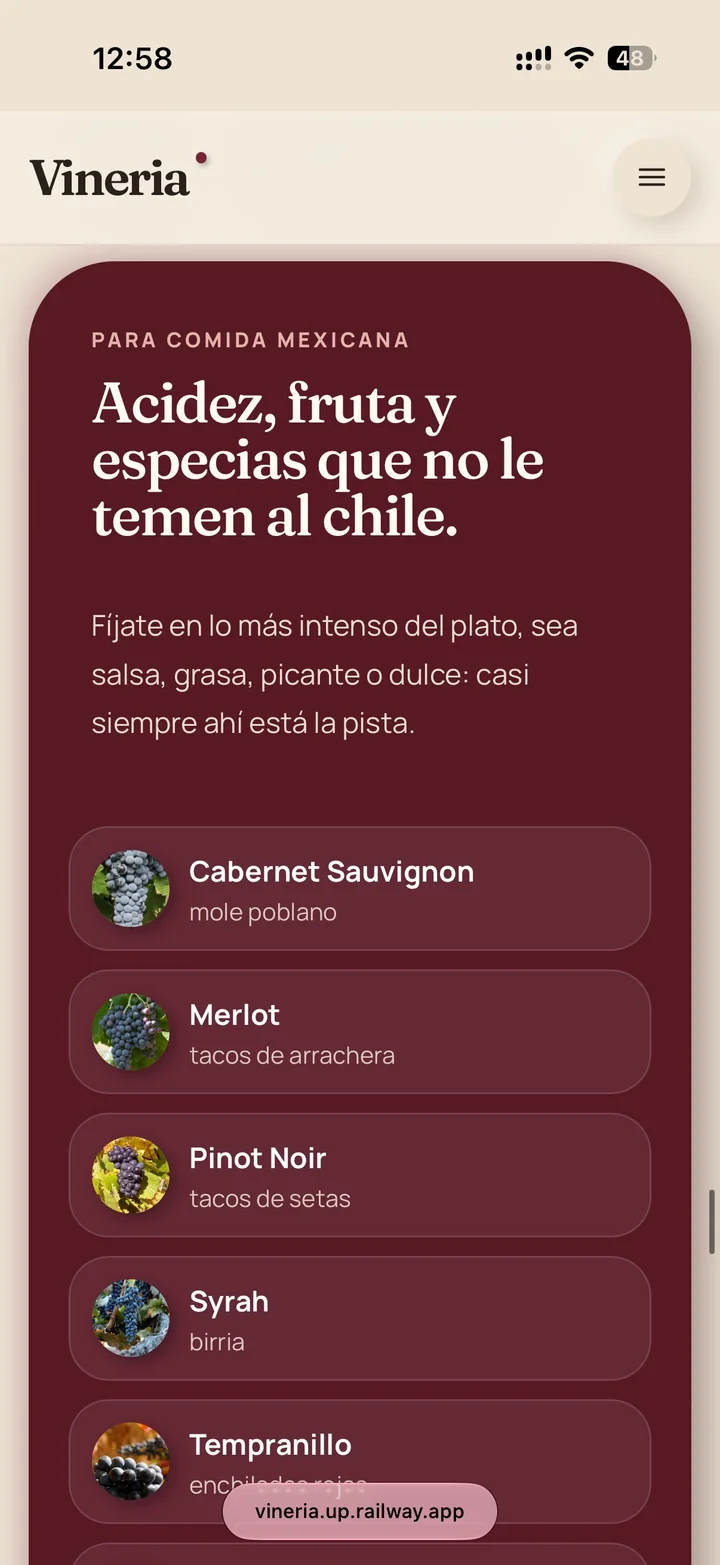 Maridaje para comida mexicana: uvas emparejadas con mole, arrachera y birria.