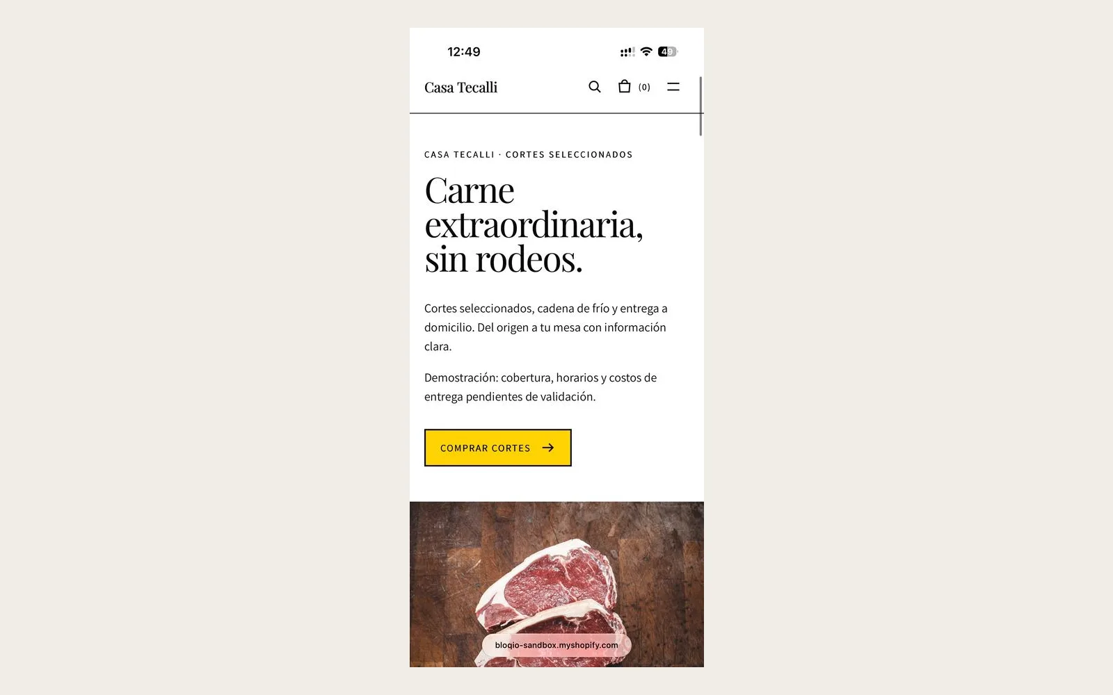 Captura real de Casa Tecalli — Shopify OS 2.0