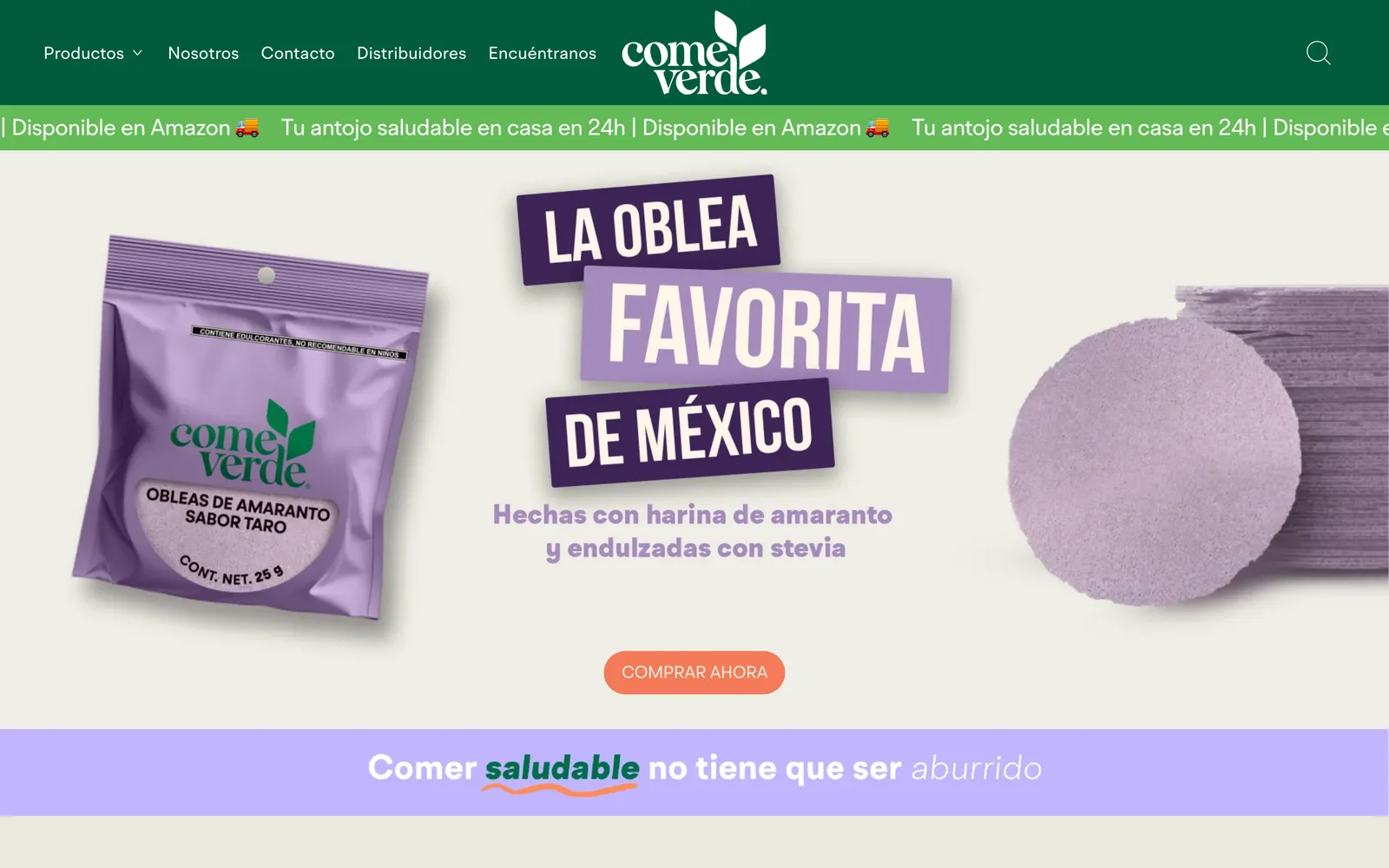 La tienda de Come Verde en escritorio